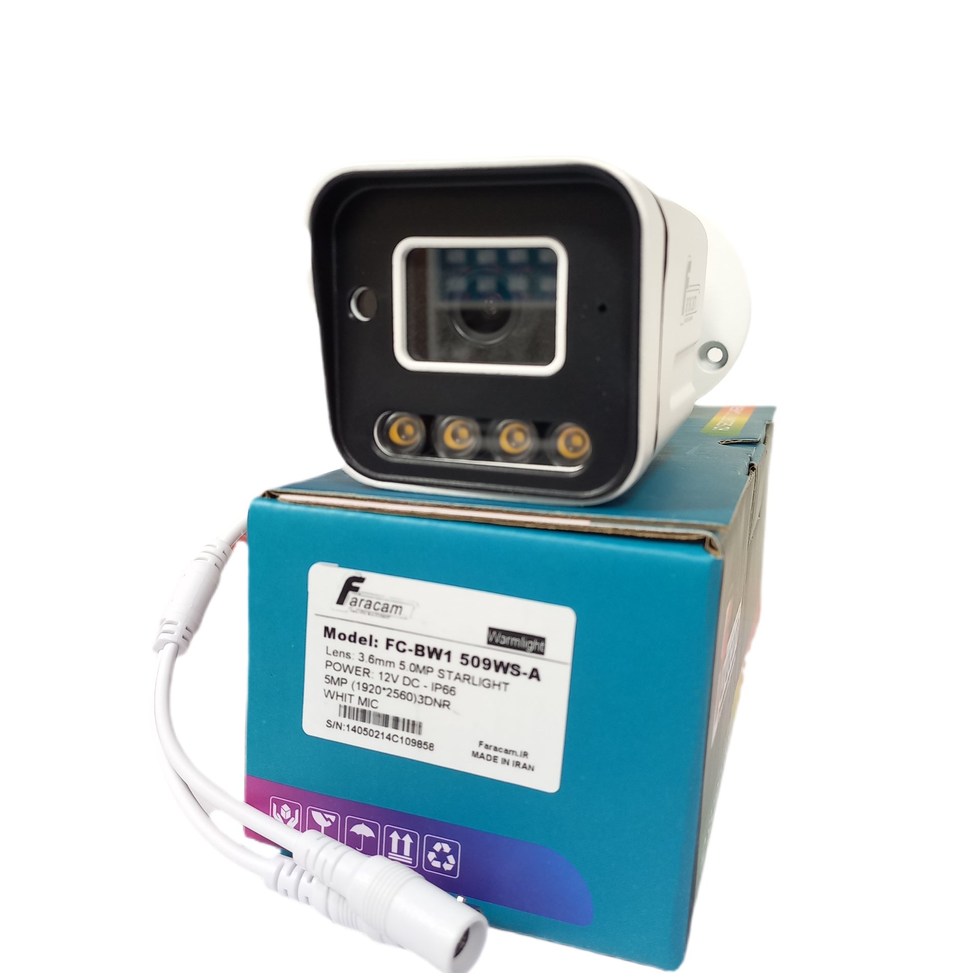 دوربین مداربسته فراکم 5 مگاپیکسل بولت میکرفون دار دید درشب رنگی وارم لایت FC-BW1509-WSA